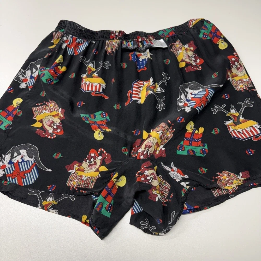 Vintage Looney Tunes Mania Mens Boxer Shorts Sz XL (40-42)‎ SILK Black